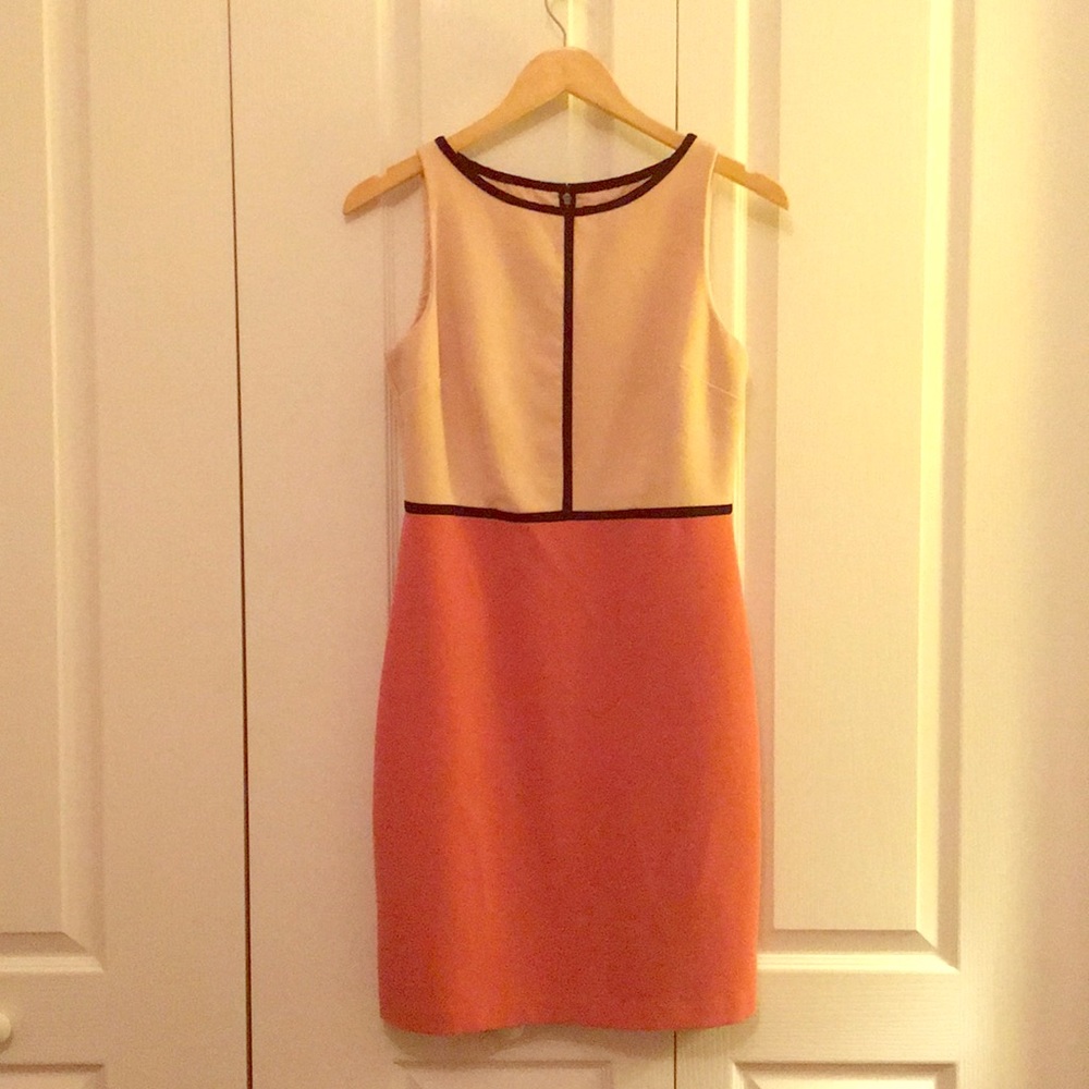 Pink and black Loft color block sleeveless dress